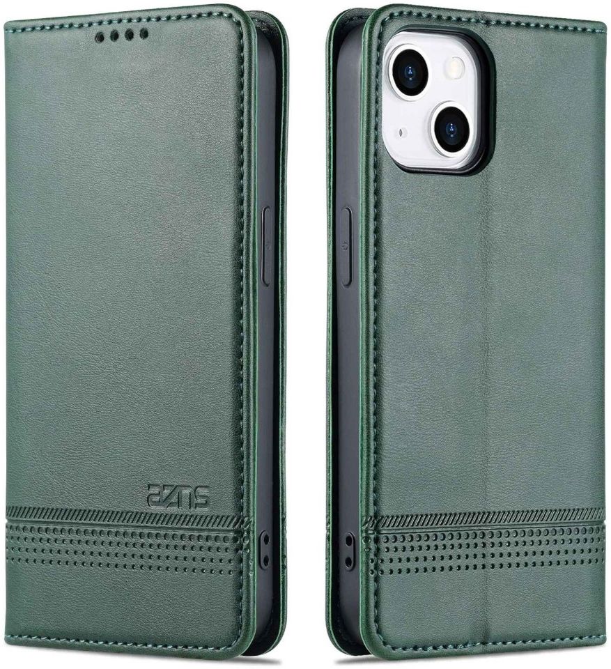 AZNS Apple iPhone 14 Hoesje Wallet Book Case Kunstleer Groen afbeelding 2