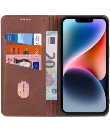 AZNS Apple iPhone 14 Hoesje Wallet Book Case Kunstleer Bruin Hoesjes