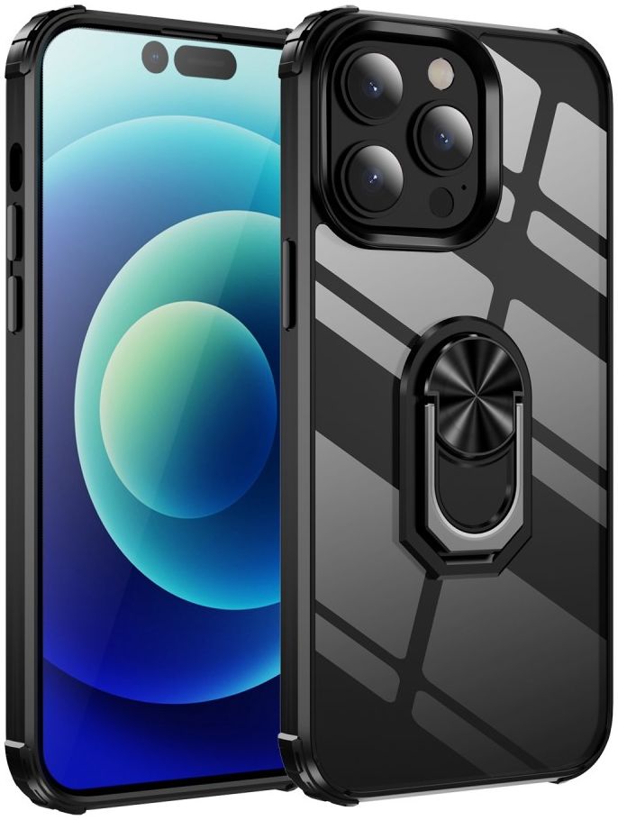 Apple iPhone 14 Pro Max Hoesje Hybride Kickstand Back Case Zwart afbeelding 3