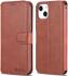 AZNS Apple iPhone 14 Hoesje Portemonnee Book Case Kunstleer Bruin afbeelding 2