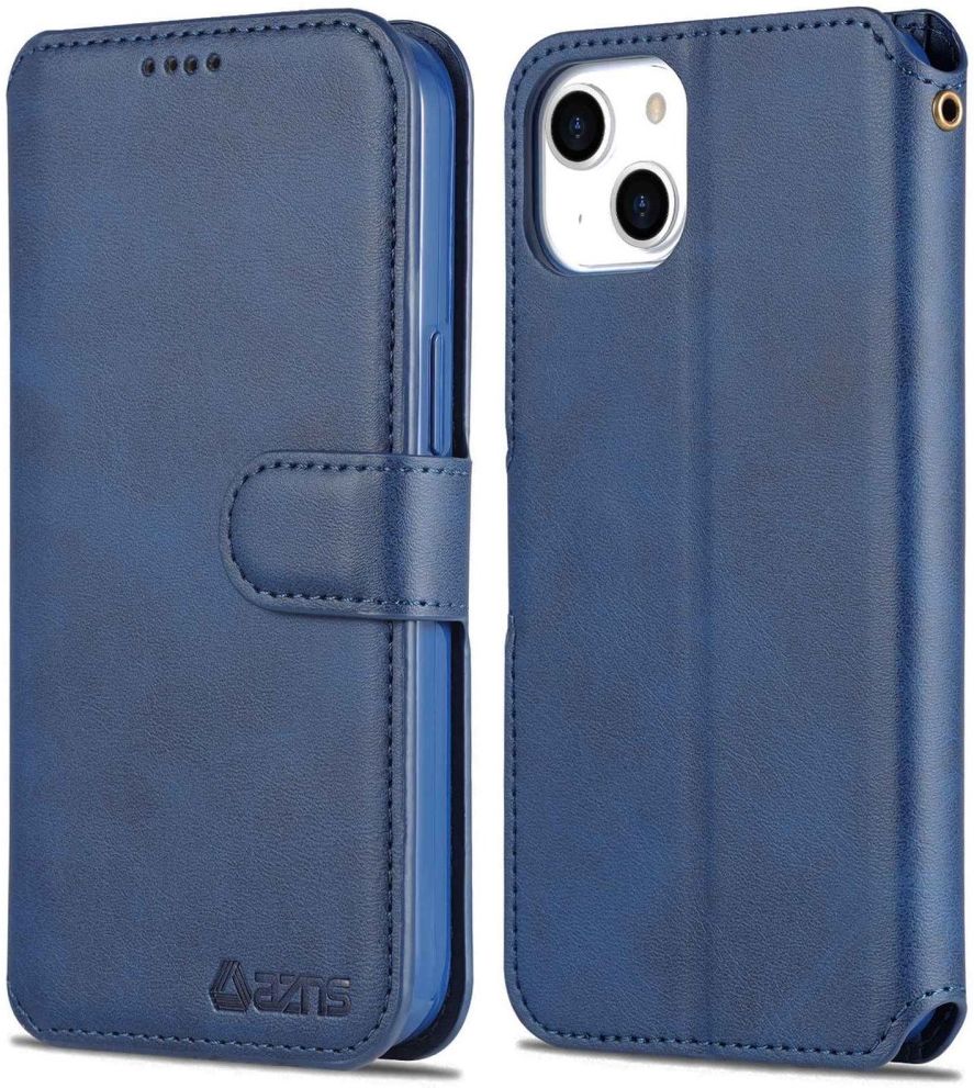 AZNS Apple iPhone 14 Plus Hoesje Portemonnee Book Case Kunstleer Blauw afbeelding 2