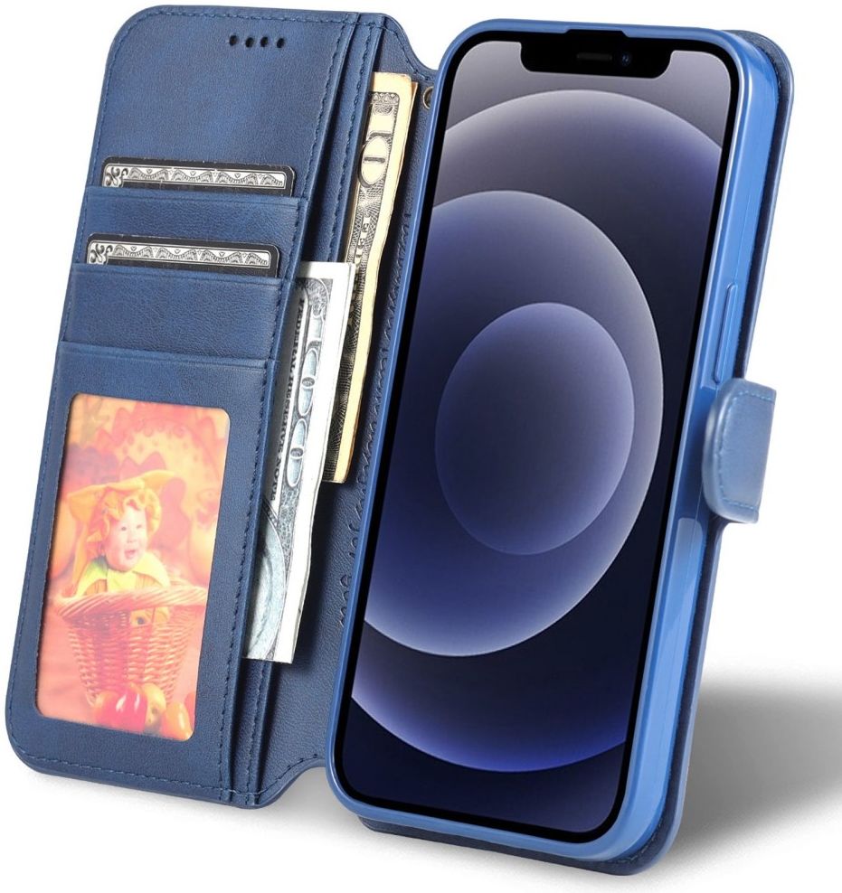 AZNS Apple iPhone 14 Plus Hoesje Portemonnee Book Case Kunstleer Blauw afbeelding 4