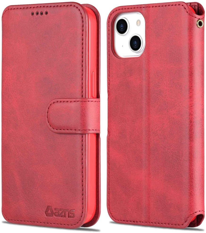 AZNS Apple iPhone 14 Plus Hoesje Portemonnee Book Case Kunstleer Rood afbeelding 2