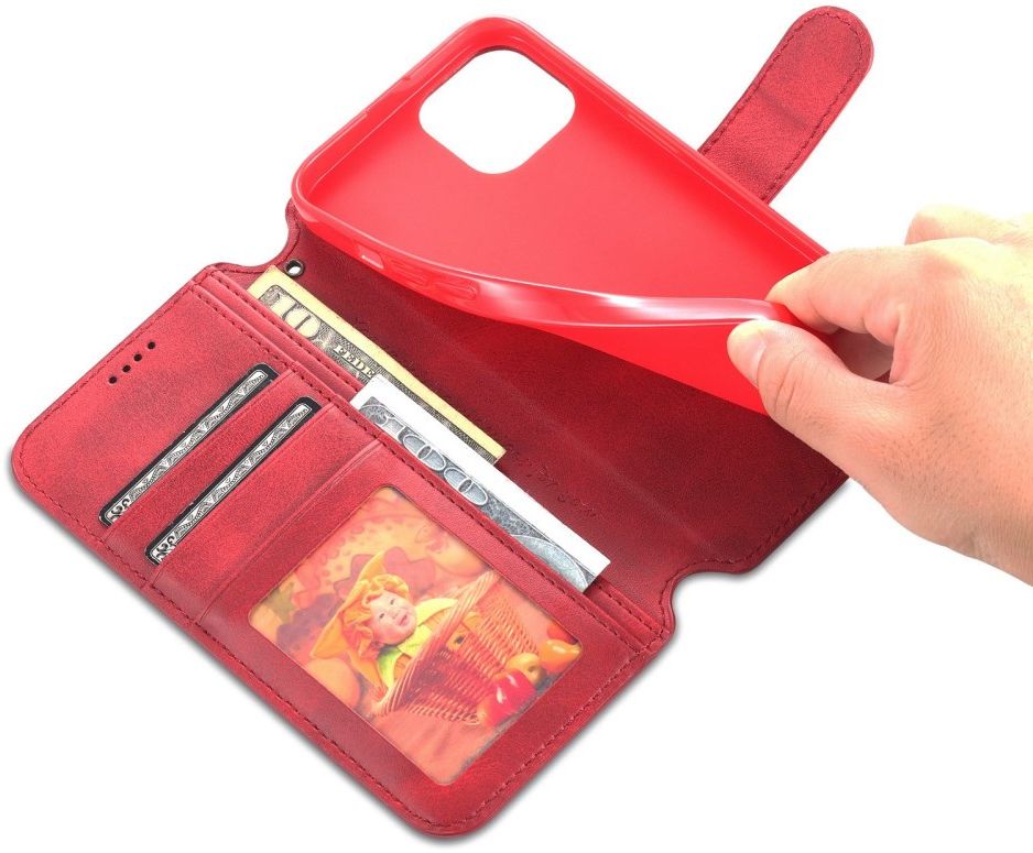 AZNS Apple iPhone 14 Plus Hoesje Portemonnee Book Case Kunstleer Rood afbeelding 6