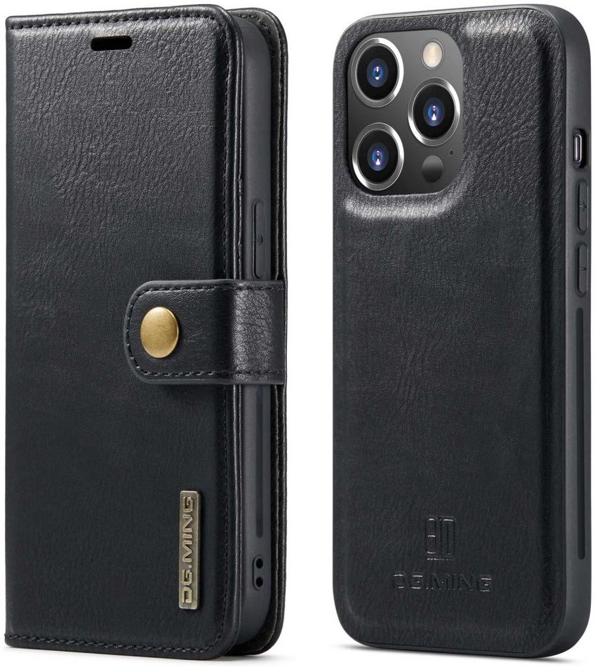 DG Ming iPhone 14 Pro Max Hoesje 2-in-1 Book Case en Back Cover Zwart afbeelding 2