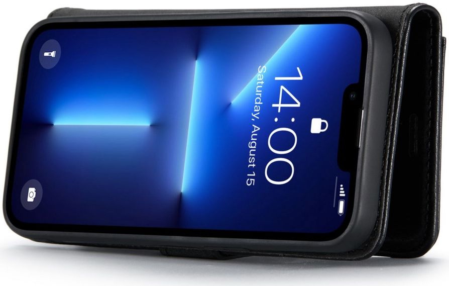 DG Ming iPhone 14 Pro Max Hoesje 2-in-1 Book Case en Back Cover Zwart afbeelding 3