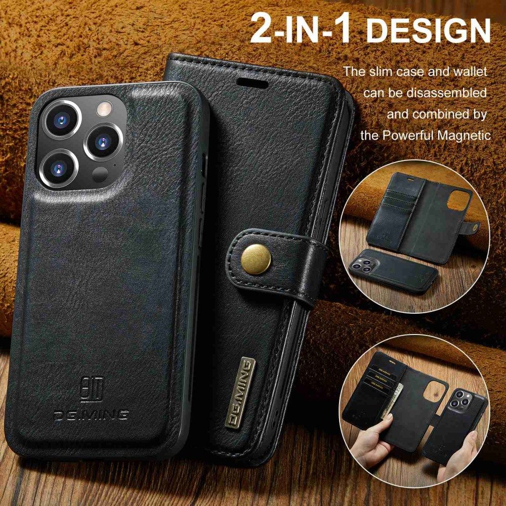 DG Ming iPhone 14 Pro Max Hoesje 2-in-1 Book Case en Back Cover Zwart afbeelding 7
