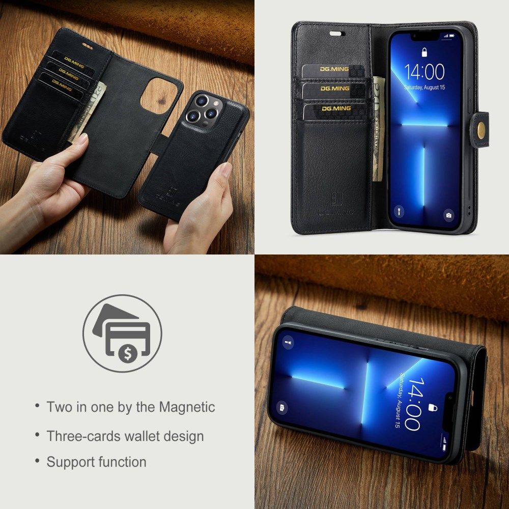 DG Ming iPhone 14 Pro Max Hoesje 2-in-1 Book Case en Back Cover Zwart afbeelding 8