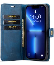 DG Ming iPhone 14 Pro Max Hoesje 2-in-1 Book Case en Back Cover Blauw