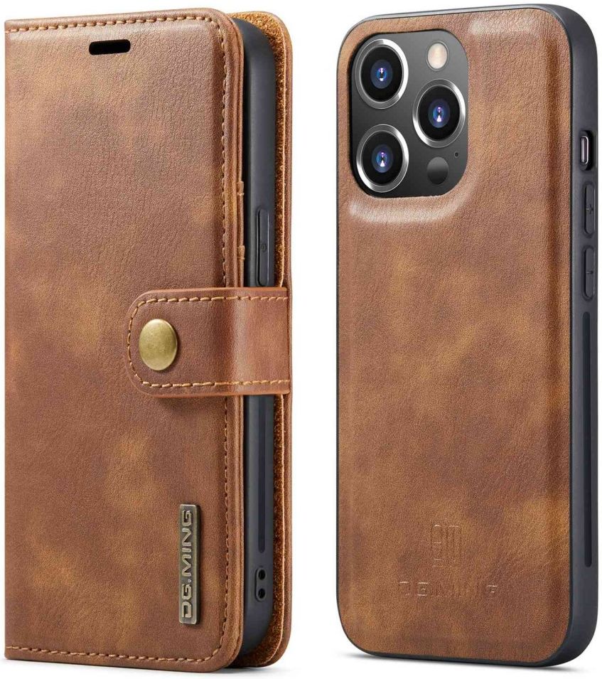 DG Ming iPhone 14 Pro Max Hoesje 2-in-1 Book Case en Back Cover Bruin afbeelding 2