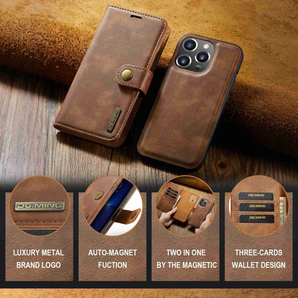 DG Ming iPhone 14 Pro Max Hoesje 2-in-1 Book Case en Back Cover Bruin afbeelding 5
