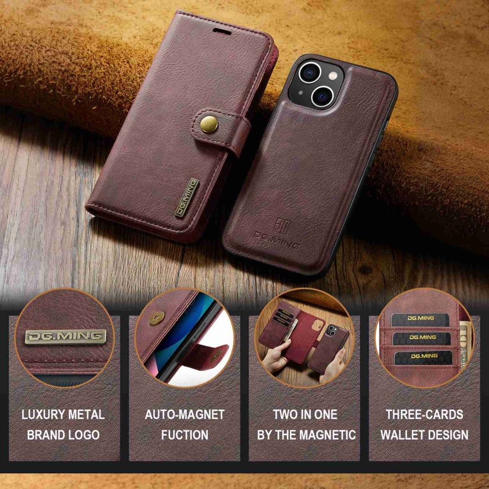DG Ming Apple iPhone 14 Hoesje 2-in-1 Book Case en Back Cover Rood afbeelding 5