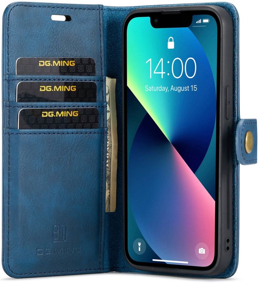 DG Ming Apple iPhone 14 Hoesje 2-in-1 Book Case en Back Cover Blauw afbeelding 1