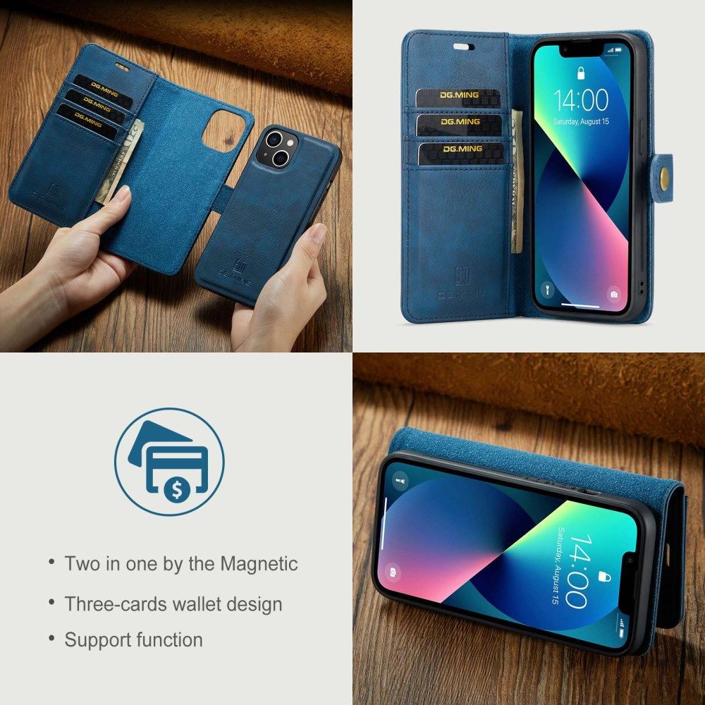 DG Ming Apple iPhone 14 Hoesje 2-in-1 Book Case en Back Cover Blauw afbeelding 8