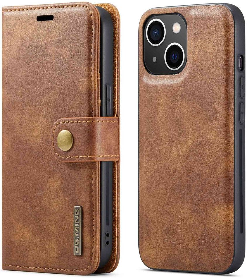 DG Ming Apple iPhone 14 Hoesje 2-in-1 Book Case en Back Cover Bruin afbeelding 2