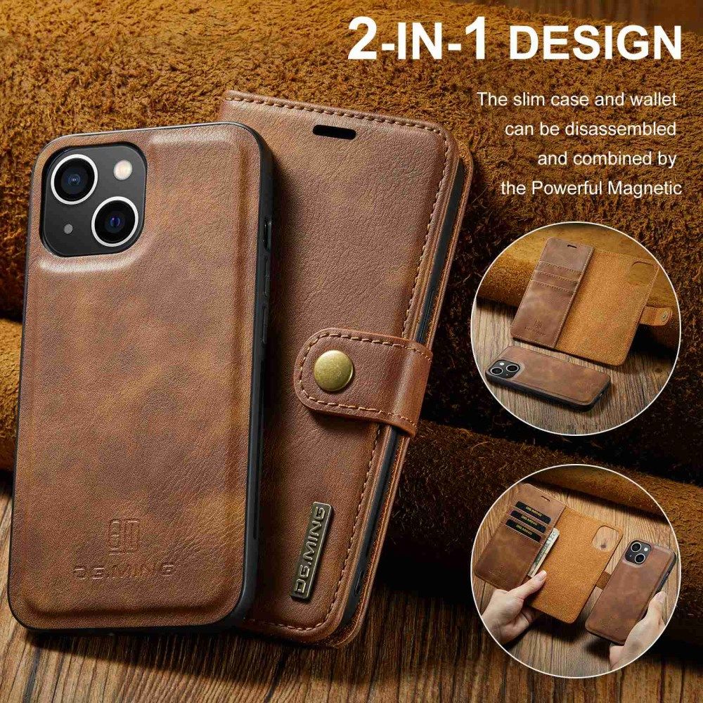 DG Ming Apple iPhone 14 Hoesje 2-in-1 Book Case en Back Cover Bruin afbeelding 7