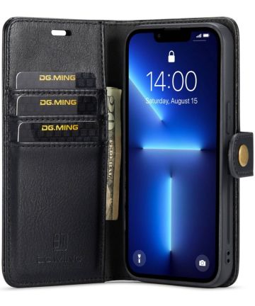 DG Ming iPhone 14 Pro Hoesje 2-in-1 Book Case en Back Cover Zwart Hoesjes