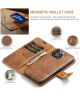DG Ming iPhone 14 Pro Hoesje 2-in-1 Book Case en Back Cover Bruin