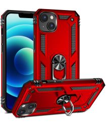 Apple iPhone 14 Hoesje Hybride Kickstand Back Cover Rood