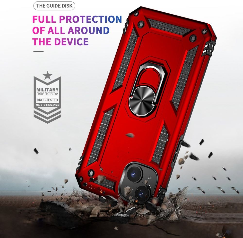 Apple iPhone 14 Hoesje Hybride Kickstand Back Cover Rood afbeelding 2