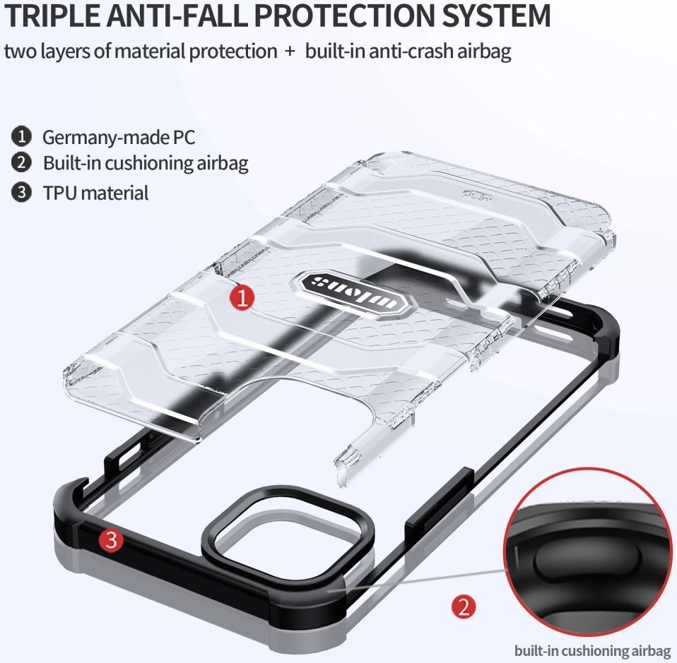 Apple iPhone 14 Pro Max Hoesje Honingraat Back Cover Hybride Grijs afbeelding 4
