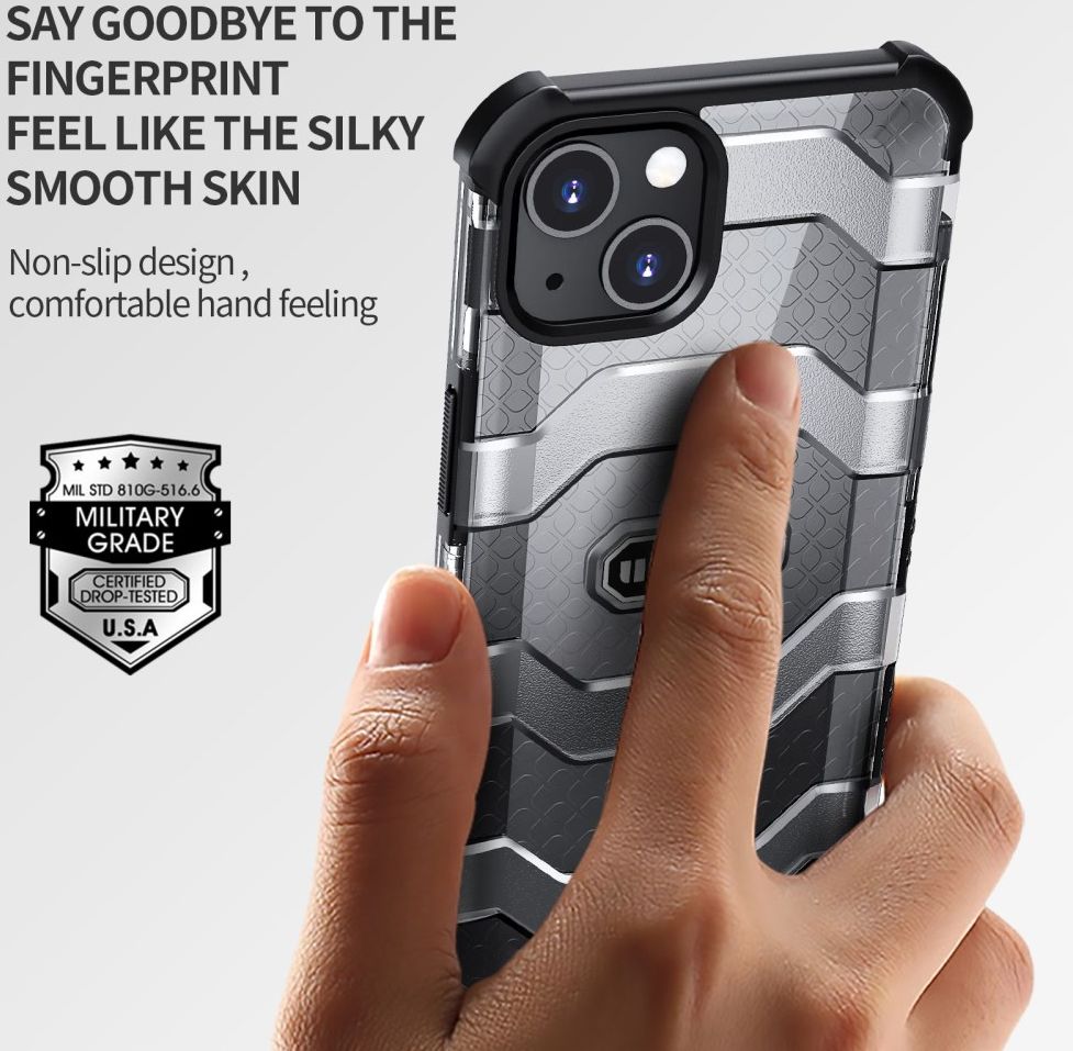Apple iPhone 14 Pro Max Hoesje Honingraat Back Cover Hybride Grijs afbeelding 6