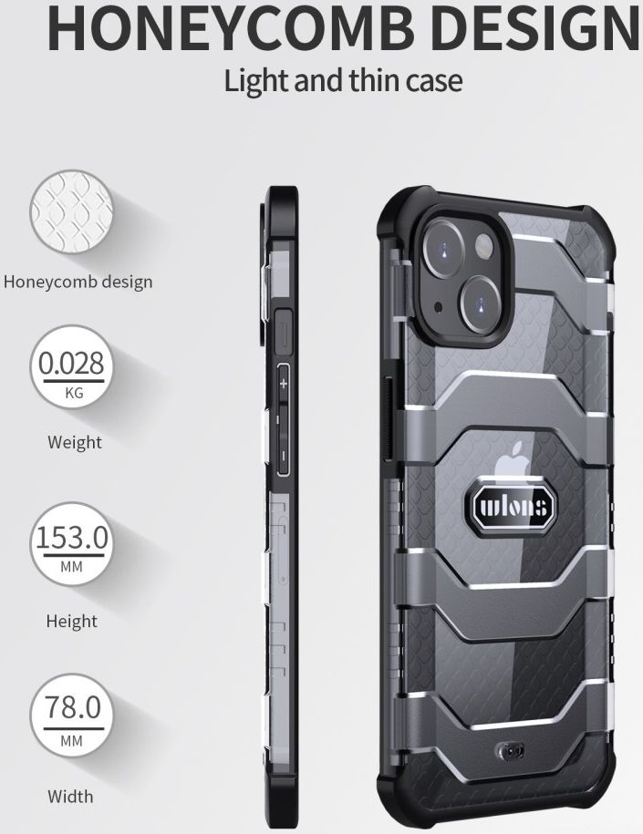Apple iPhone 14 Pro Max Hoesje Honingraat Back Cover Hybride Grijs afbeelding 8