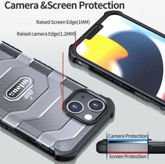 Apple iPhone 14 Pro Max Hoesje Honingraat Back Cover Hybride Grijs afbeelding 3