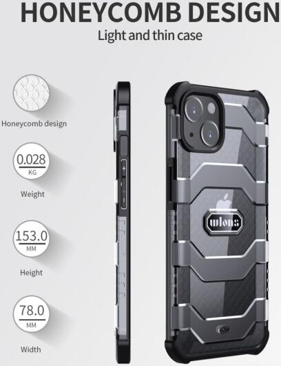 Apple iPhone 14 Pro Max Hoesje Honingraat Back Cover Hybride Grijs afbeelding 8