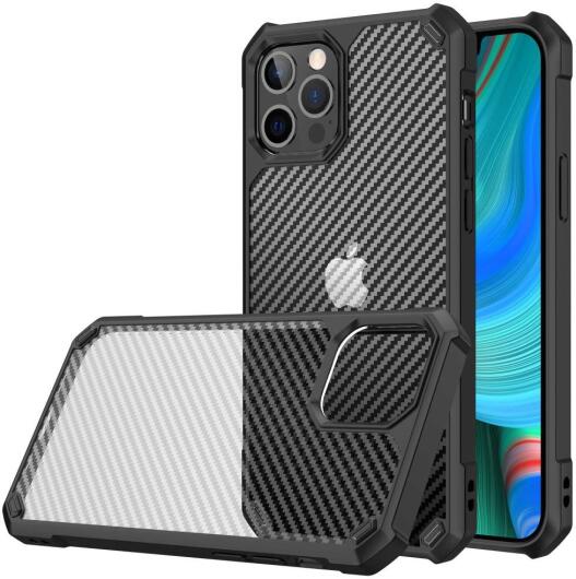 Apple iPhone 14 Pro Max Hoesje Carbon Back Cover Schokbestendig Zwart afbeelding 1