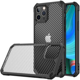 Apple iPhone 14 Pro Max Hoesje Carbon Back Cover Schokbestendig Zwart