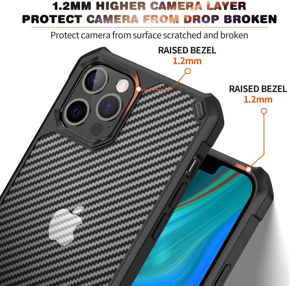 Apple iPhone 14 Pro Max Hoesje Carbon Back Cover Schokbestendig Blauw afbeelding 2