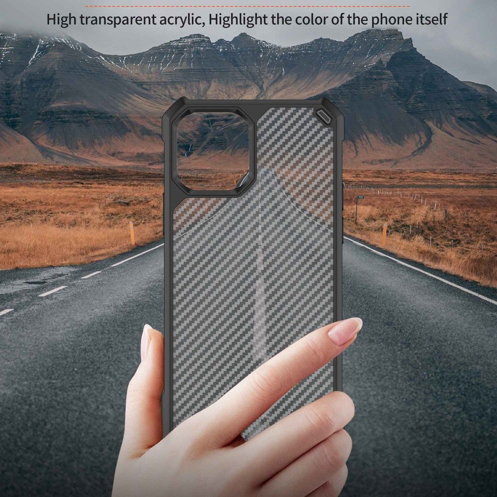 Apple iPhone 14 Pro Max Hoesje Carbon Back Cover Schokbestendig Blauw afbeelding 6