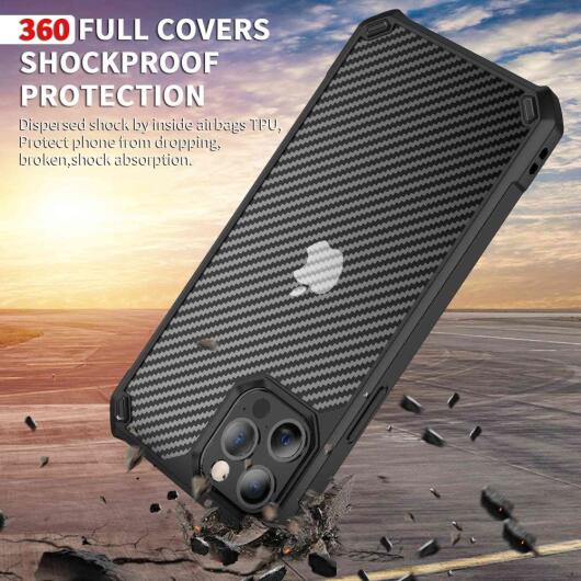 Apple iPhone 14 Pro Max Hoesje Carbon Back Cover Schokbestendig Blauw afbeelding 3