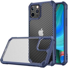 Apple iPhone 14 Pro Max Hoesje Carbon Back Cover Schokbestendig Blauw