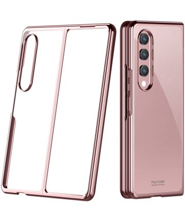 Samsung Galaxy Z Fold 4 Hoesje Armor Back Cover Transparant Rose Goud Hoesjes