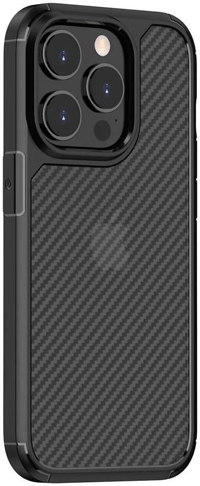 Apple iPhone 14 Pro Hoesje Carbon Back Cover Schokbestendig Zwart afbeelding 2