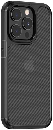 Apple iPhone 14 Pro Hoesje Carbon Back Cover Schokbestendig Zwart afbeelding 2