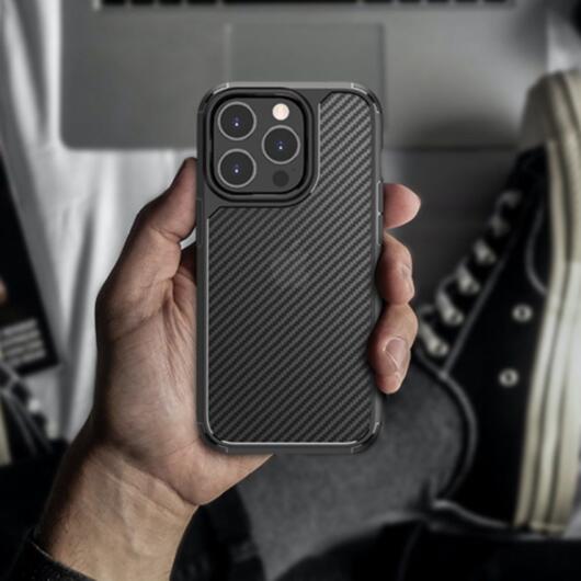 Apple iPhone 14 Pro Hoesje Carbon Back Cover Schokbestendig Zwart afbeelding 5