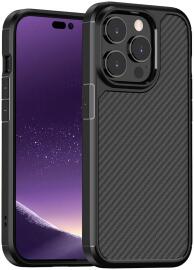 Apple iPhone 14 Pro Hoesje Carbon Back Cover Schokbestendig Zwart