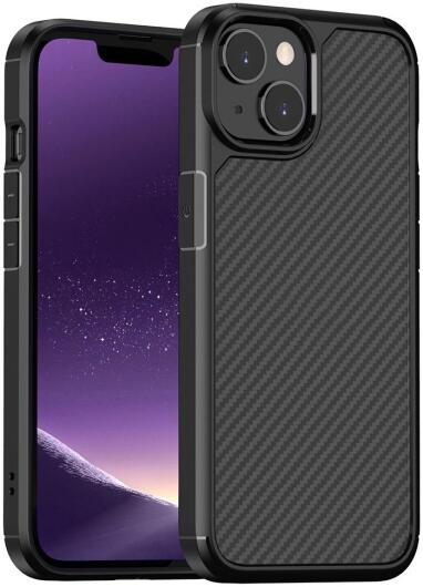 Apple iPhone 14 Hoesje Carbon Back Cover Schokbestendig Zwart afbeelding 1