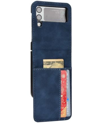 Samsung Galaxy Z Flip 4 Hoesje Portemonnee Book Case Kunstleer Blauw Hoesjes