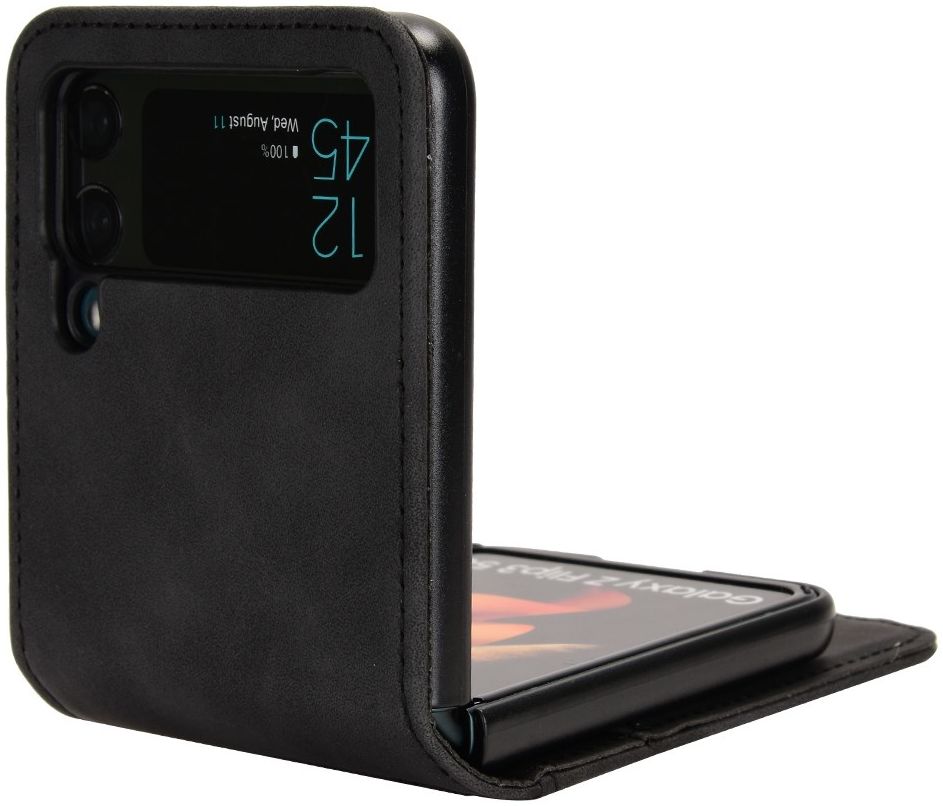 Samsung Galaxy Z Flip 4 Hoesje Portemonnee Book Case Kunstleer Zwart afbeelding 2