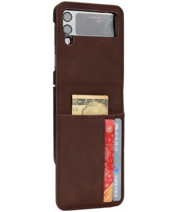 Samsung Galaxy Z Flip 4 Hoesje Portemonnee Book Case Kunstleer Bruin Hoesjes
