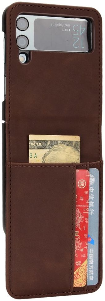 Samsung Galaxy Z Flip 4 Hoesje Portemonnee Book Case Kunstleer Bruin afbeelding 1