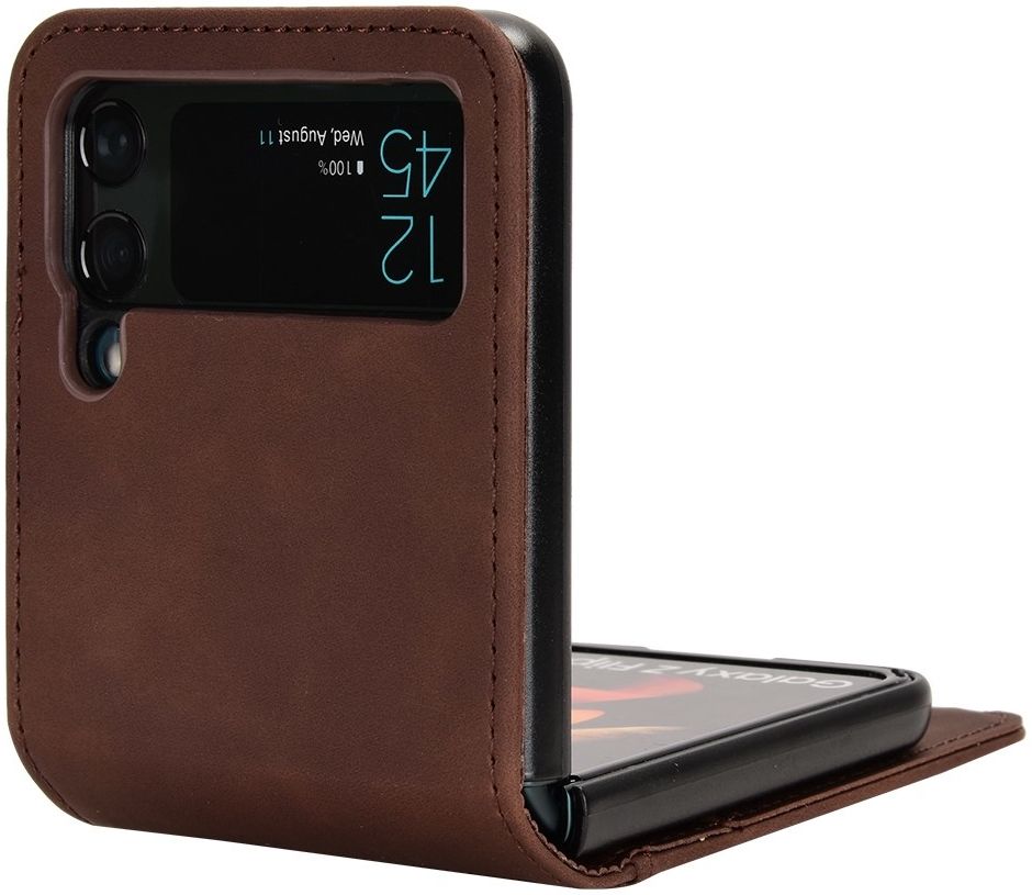Samsung Galaxy Z Flip 4 Hoesje Portemonnee Book Case Kunstleer Bruin afbeelding 2