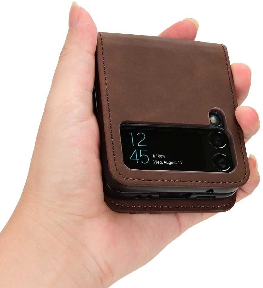 Samsung Galaxy Z Flip 4 Hoesje Portemonnee Book Case Kunstleer Bruin afbeelding 6