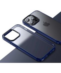Apple iPhone 14 Pro Max Hoesje Hybride Back Cover Transparant/Blauw