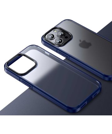 Apple iPhone 14 Pro Max Hoesje Hybride Back Cover Transparant/Blauw Hoesjes