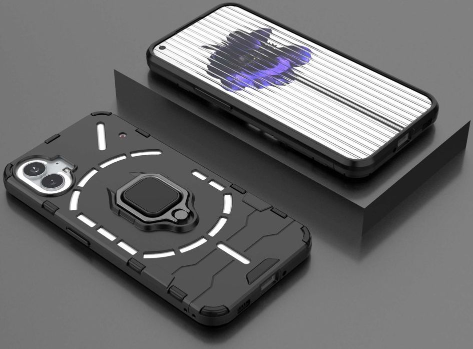 Nothing Phone (1) Hoesje Hybride Kickstand Back Cover Zwart afbeelding 5